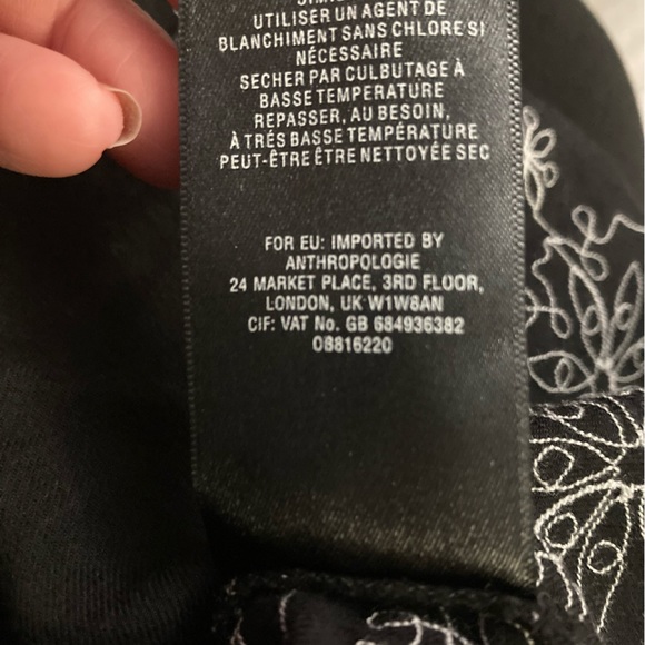 Anthropologie black embroidered ruffle sleeveless top - Picture 15 of 16
